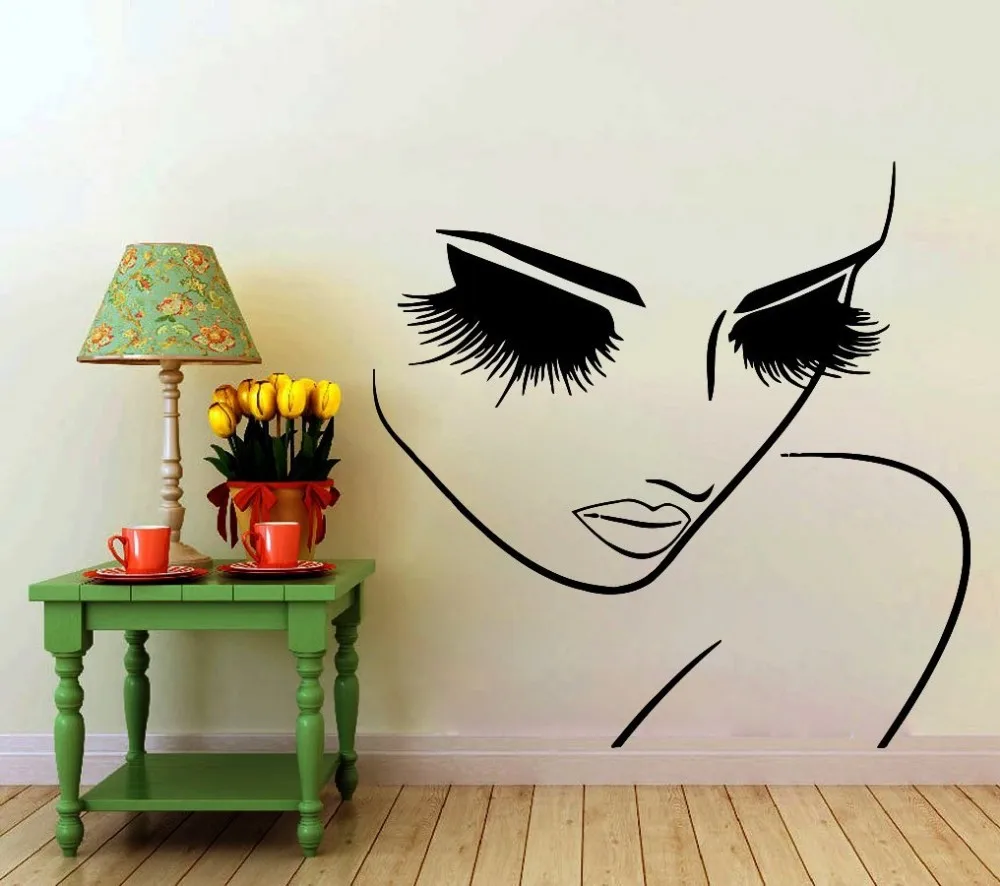 

Hair Beauty Salon Decal Vinyl Sticker Woman Long Lashes Closeup Makeup Art Home Decor Window Decals Bedroom Living Room Murals