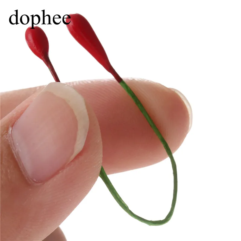 dophee 100pcs red Flower Stamens DIY pearl flower stamen pistil 4mm floral stamen wedding box decoration