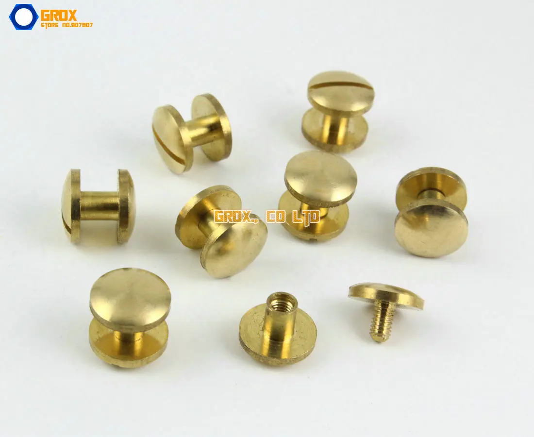 

30 Pieces 10*5mm Leather Craft Belt Wallet Solid Brass Nail Rivet Chicago Screw Cambered Head