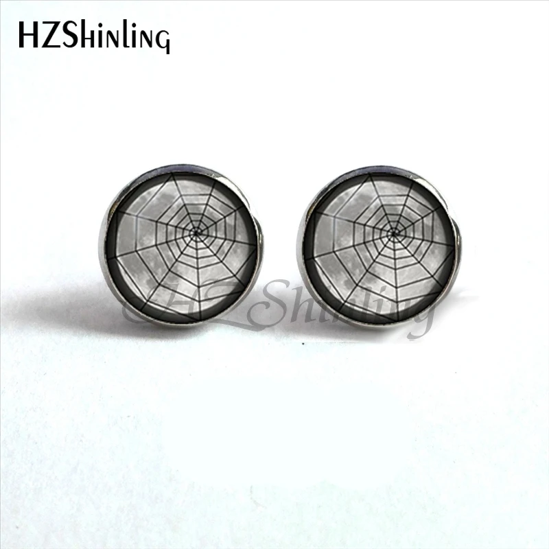 NES-0015 Full Moon Earrings Astronomy Space Post Ear Nail Jewelry Full Moon Ear Stud Glass Dome Earrings For Women HZ4