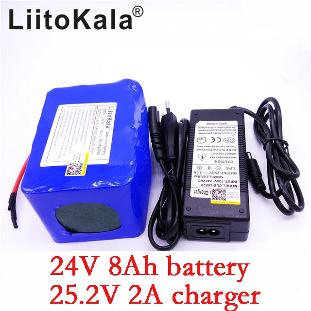 

LiitoKala 24v 8Ah lithium battery 25.2V 8000MAh li-ion wheelchair battery pack DC for 250w electric bicycle motor + 2A charger