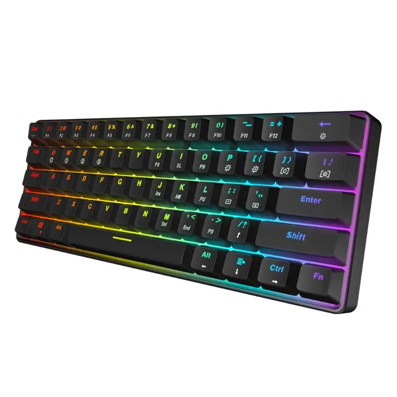 

3 Color LED Backlit Wired Mechanical Keyboard,Portable Compact Waterproof Gaming Keyboard 61 Keys Gateron Switchs For Desktop