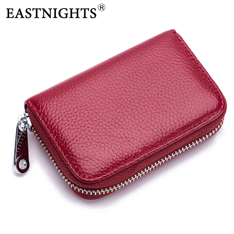 

EASTNIGHTS Women Genuine Leather Credit Card Wallet Rfid Card holder Bag Leather Men Zipper Mini Smart Wallet for Cards TW2721