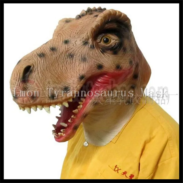 Free Shipping Hot selling Eco-friendly Adult size realistic latex Dinosaur Mask Triceratops Animal Full Head Deluxe Party Mask