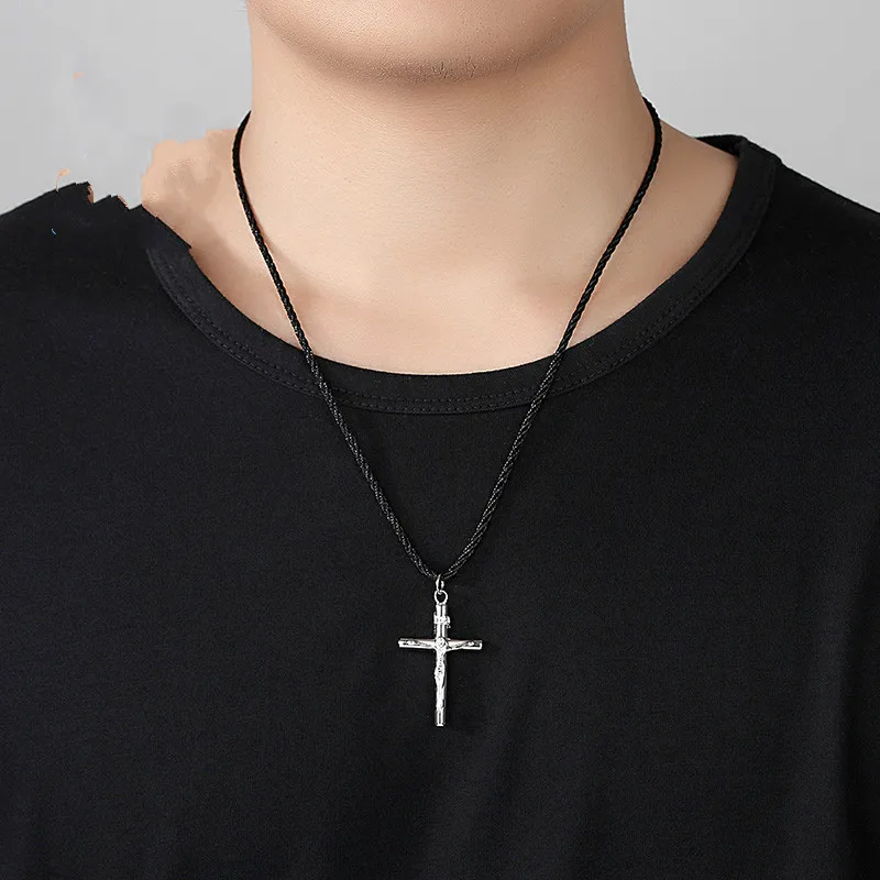 Cross Dropping Female Trendsette Personality Fashion Domineering Jesus Hanging Necklace S999 Silver Necklace Men