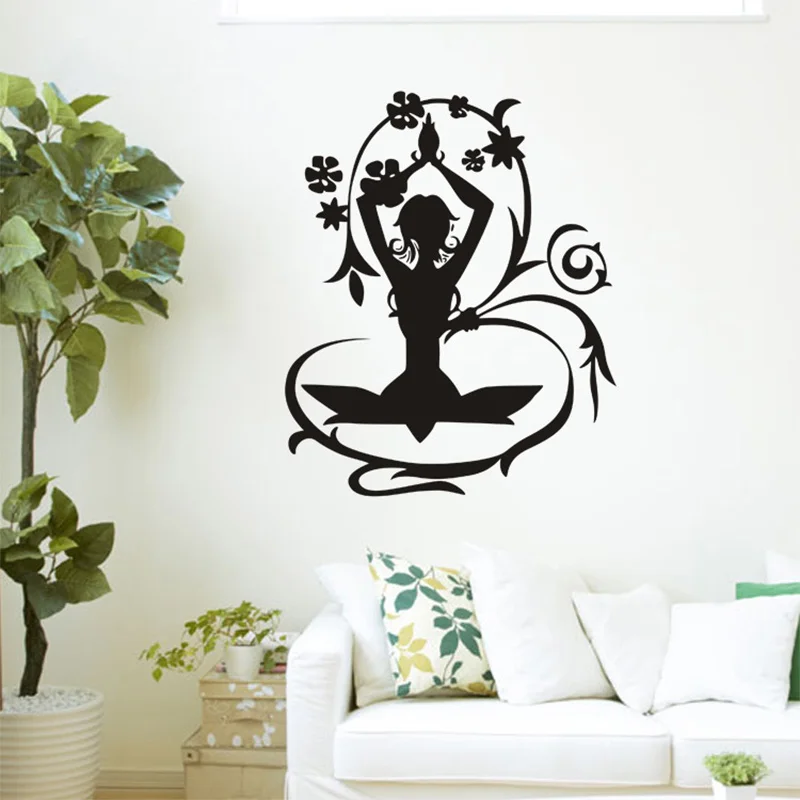 Keep Calm And Meditate Quote Yoga Lotus Pose Wall Sticker Vinyl Art Removable Home Decor For Living Room