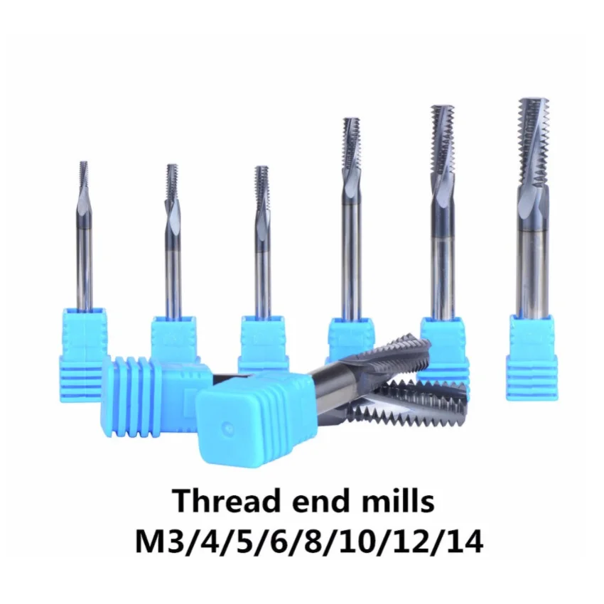 Carbide thread end mill 4F-M3 M4 M5 M6 M8 M10 M12 M14 M16*1.5 M8*1,thread mills,thread milling cutter with TIALN coating