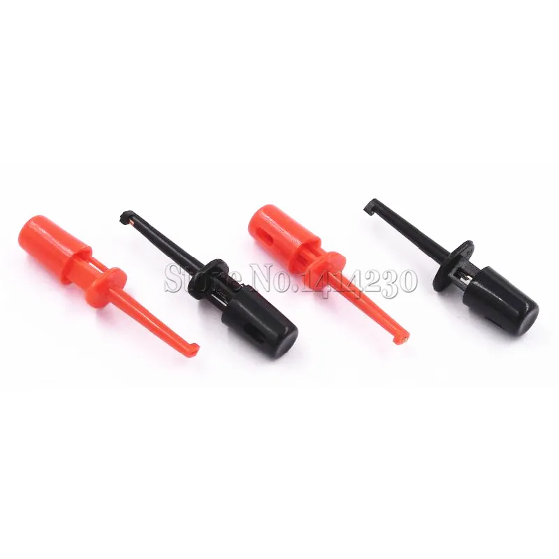 10Pcs/lot 1.7\'\' Multimeter Lead Wire Kit Test Hook Clip Grabbers Test Probe SMT/ SMD IC D20 Cable Welding Red and Black