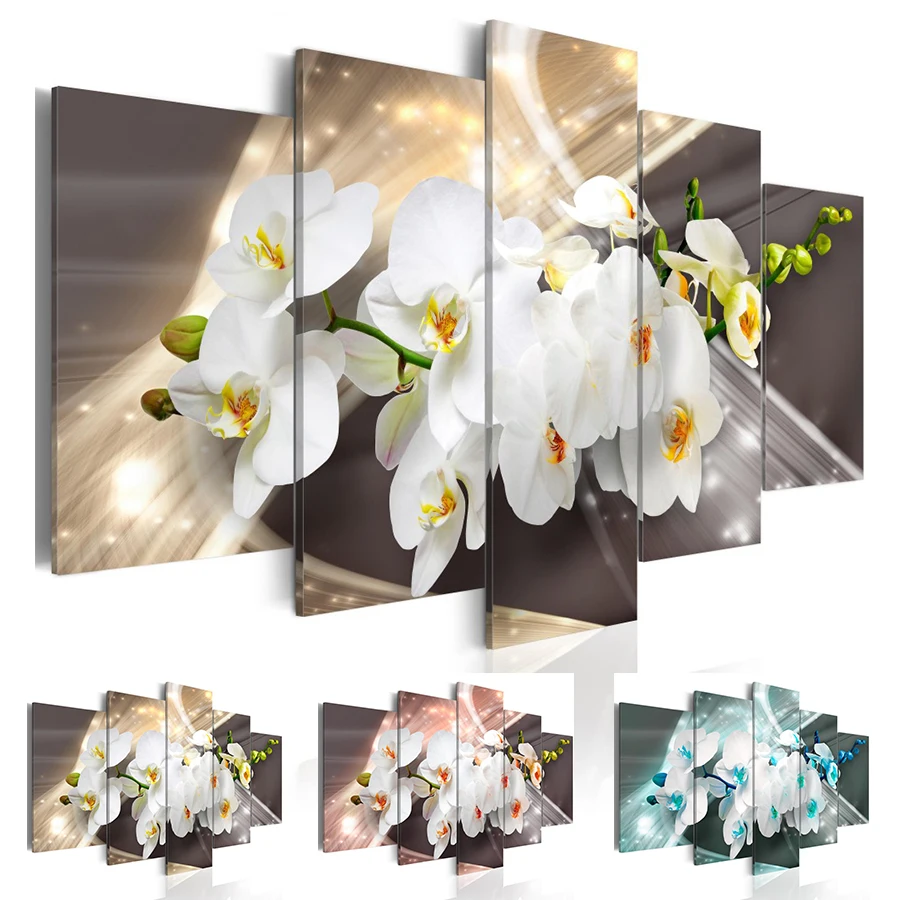 

Orchid Flower Painting Canvas Wall Art Pictures For Home Living Room Decor Choose Color and Size(No Frame)