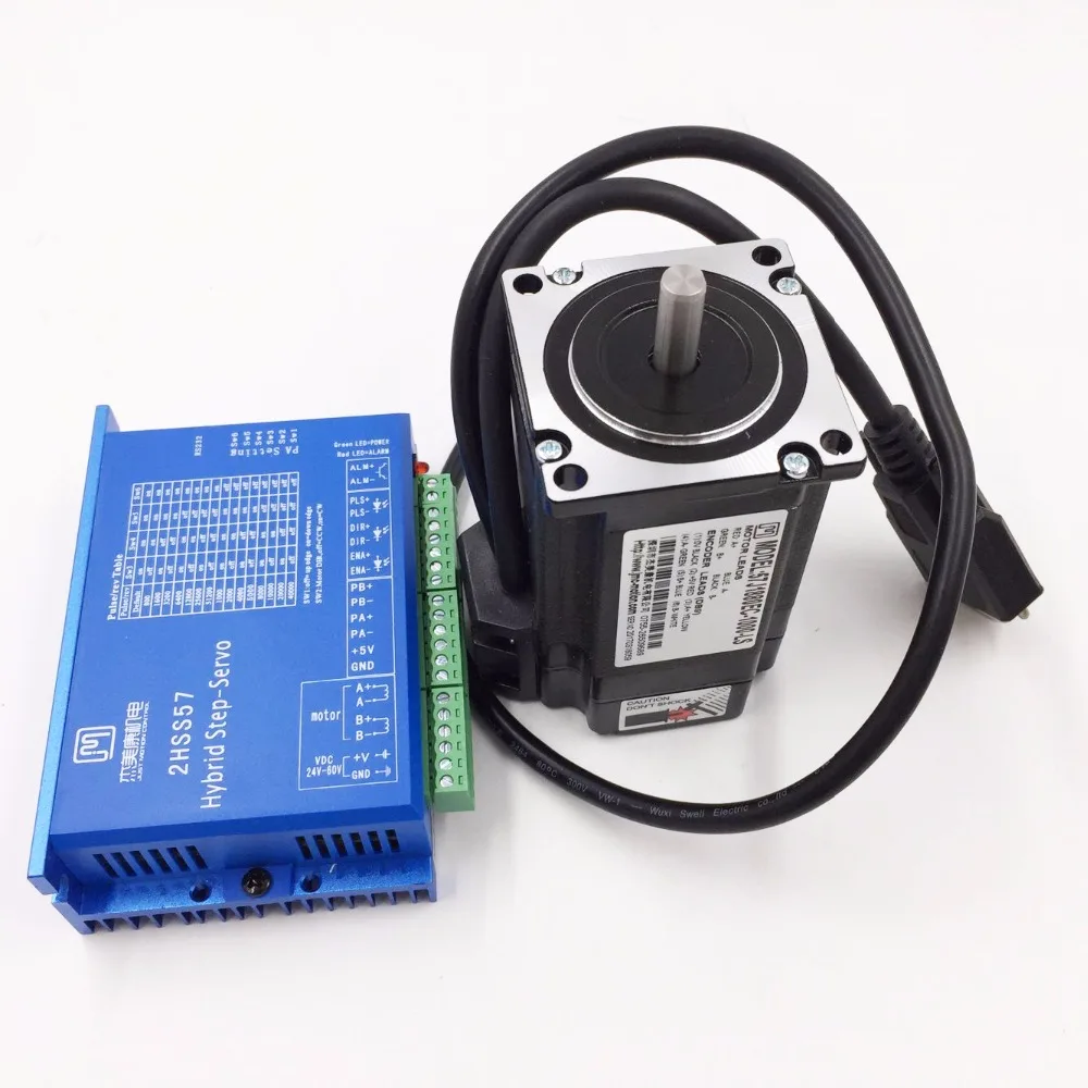 

57J1880EC-1000+2HSS57 NEMA23 2.2NM 5A 2 phase 57mm Hybird Closed Loop Stepper Motor+Drive Kit with 1000line Encoder and Cable