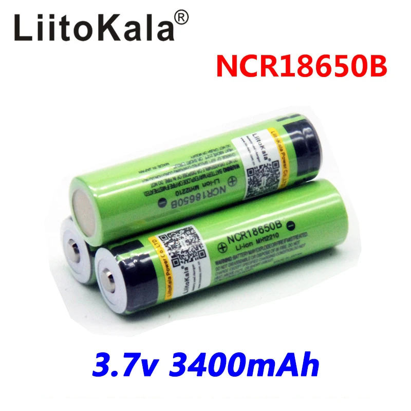 Liitokala-bateria de íon recarregável ncr 18650b 18650 3400, bateria de 3000 mah recarregável para lanterna