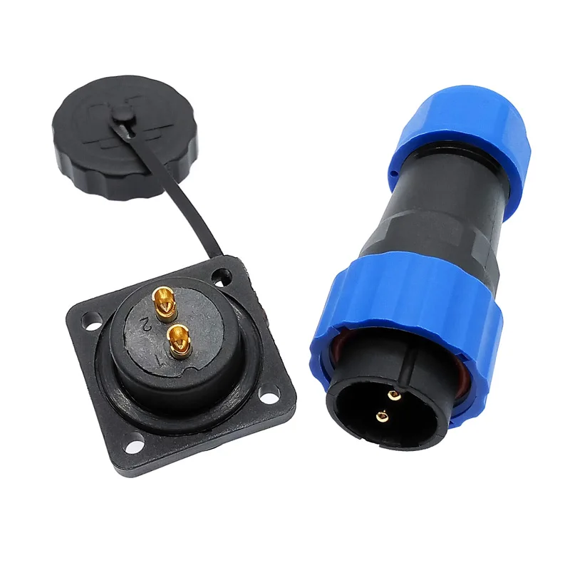 SP20 waterproof connector plug and socket with flange 4 hole IP68 2 pin 3/4/5/6/7/8/9/10/12/14Pin