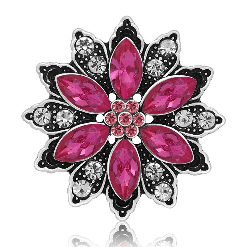 KZ3353 Beauty Rhinestone Flowers Trendy 20MM snap buttons for snap bracelet snap jewelry wholesale Gift