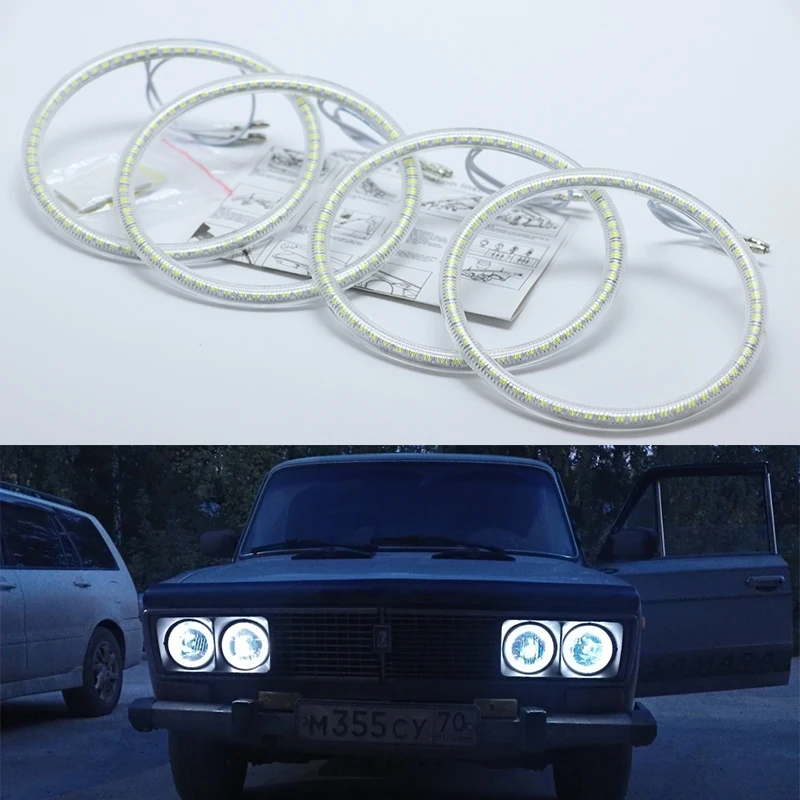 Ultra bright SMD white LED angel eyes  ring kit daytime running light DRL For Lada Vaz 2106 1976 1997 1998 1999 2000 2001