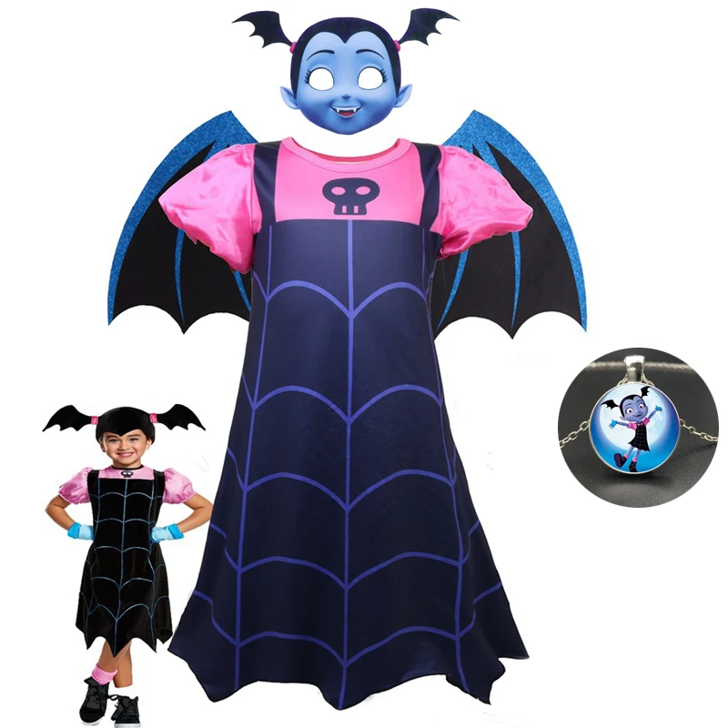 Baby Girls Dress Vampire Vestidos Christmas Princess Costumes for Kids Clothes Children Halloween Party Cosplay Dresses mask