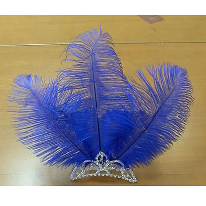 Ballet Blue Feather Headpiece Headwear With Crown Solo Dance,Blue Bird Ornament Crystal HDE022