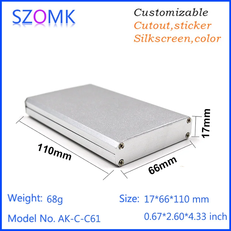 1Pcs17*66*110mm split type electronics box aluminum small enclosure for GPS tracker switch box aluminum control enclosure