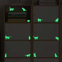13pcs Cats Luminous Sticker Glow in the Dark Cartoon Animal Wall Switch Sticker Decal for Kids Room Furniture Laptop Phone Decor