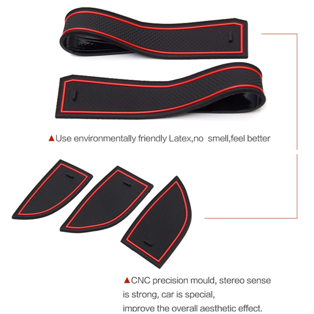 For Mitsubishi Lancer EX 2010-2015 Anti-Slip Mat Car Door Groove Slot Latex Non-Slip Mat Interior Cup Cushion Car-Styling 8pcs