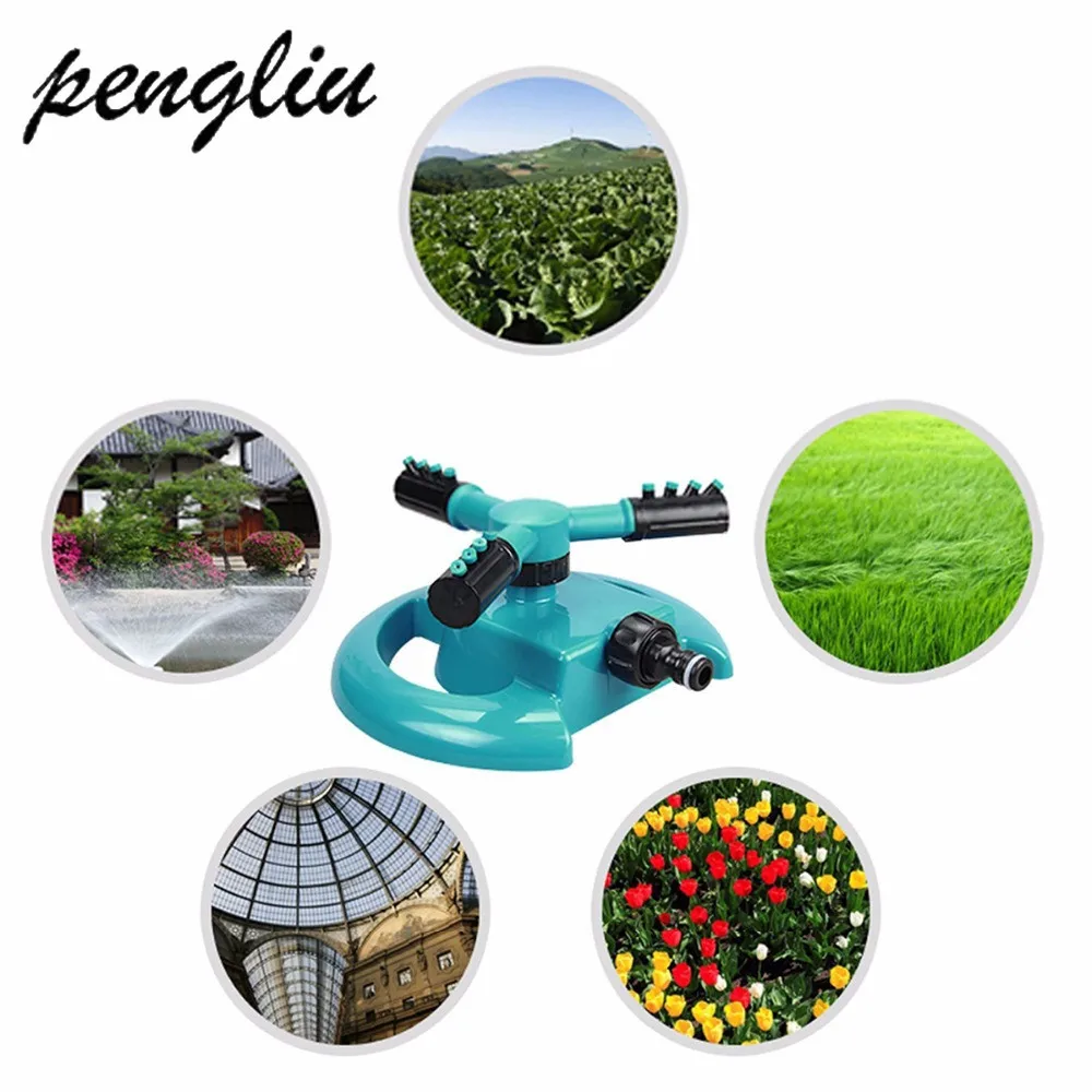 360 Degree Rotary Garden Water Sprinkler Lawn Irrigation Sprinklers Lawn Nozzle Circular Sprayer Three Arm Water Sprinkler IT062