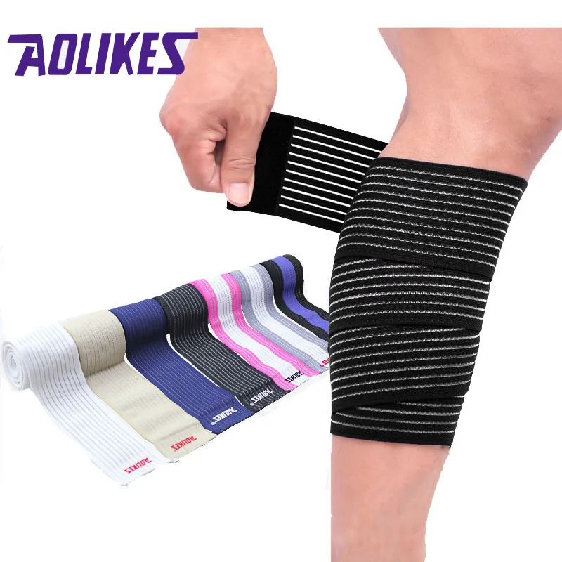 1PCS 90*7.5cm Powerlifting Elastic Bandage Leg Compression Calf Knee Support Strap Wraps Band Brace Sports Safety