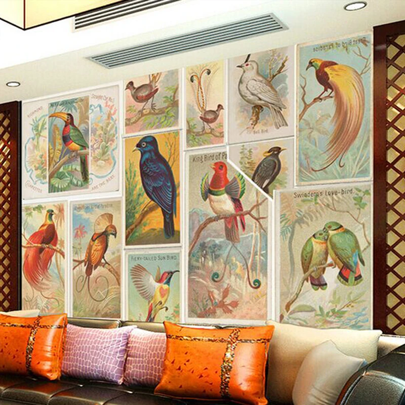 

beibehang Custom wallpaper 3d mural Large European hand-painted wallpaper mural bird modern living room TV background wall paper