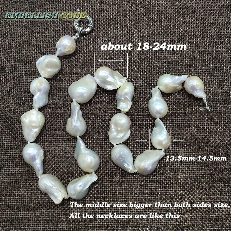 HOT Necklace Bracelet Set Large Size Baroque Irregular White Color Nucleated Flameball Shape Natural Freshwater Pearl Special