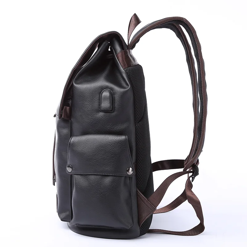MOYYI Famous Brand School Style Leather Backpack Bag For College Simple Design Men Waterproof Casual Daypacks Mochila 2021