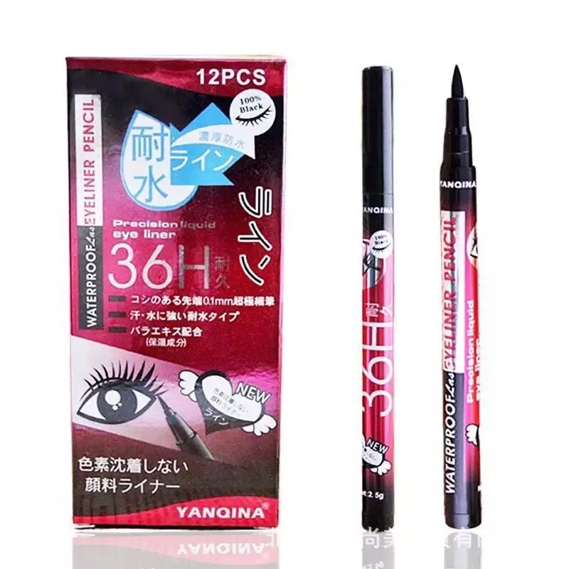 

240pcs=20boxes DHL free Waterproof YANQINA Eyeliner Pencil Cosmetics 36H Precision Liquid Eye liner Makeup