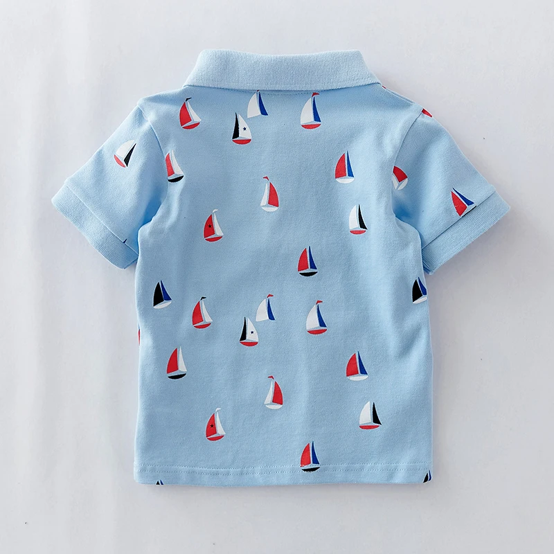 1-6T High Quality Summer Cotton Baby polo Shirts Cartoon boat  kids Short Sleeve Clothes Bebe Boys Tops Toddlers Clothing