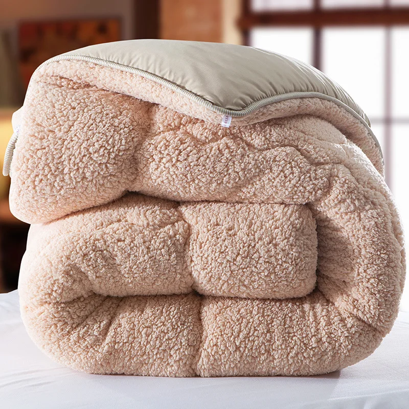 

SongKAum Super Thermal Insulation High Quality Fashion Wool Patchwork Camel Quilt Thicken Keep Warm Winter