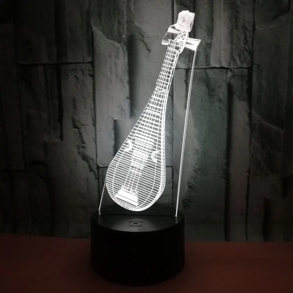 

Creative Gifts Pipa 3d Night Lamp Remote Touch switch Usb 3d Visual Bedside Table Lamp Crystal Bedside Lamps