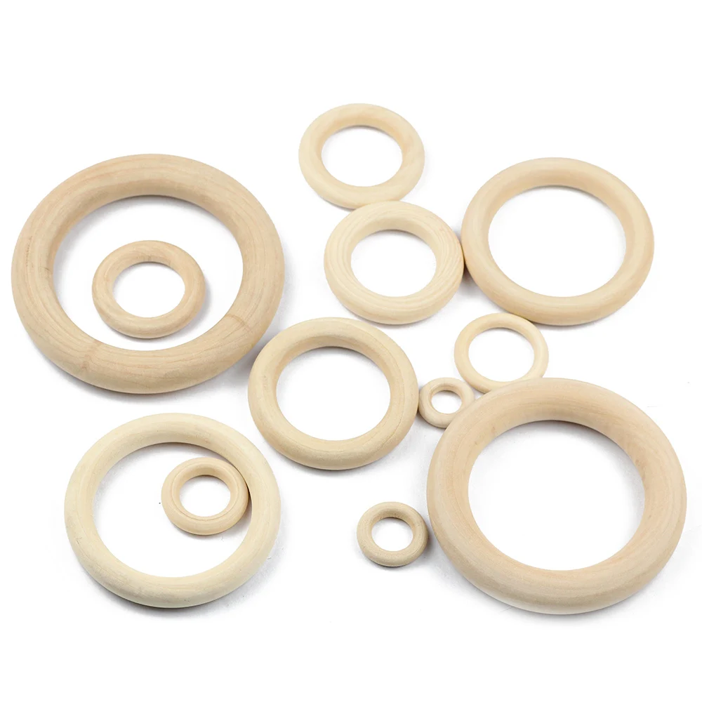 JHNBY DIY 20-95mm Wooden Beads Connectors Teething Circles Rings Natural Wood Lead-Free Beads For DIY Bracelets Jewelry Making