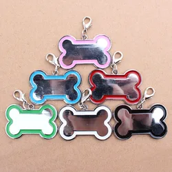 (50 pieces/lot) Cute Bone Shape Stainless Steel  Dog ID Tag Pendant Boutique Pet Accessories Wholesale Size S M Mixed Colors