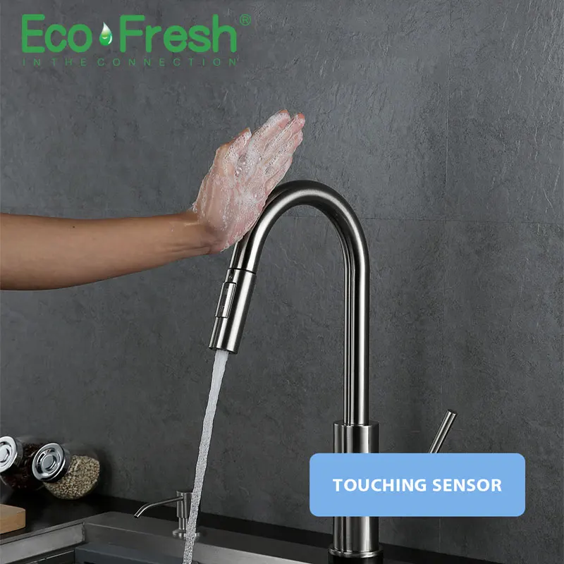 

New Lead-Free SUS304 Stainless Steel Pull Out Touch Faucet Kitchen Sensitive Touch Control Faucet Mixer Touch Sensor Kitchen Tap