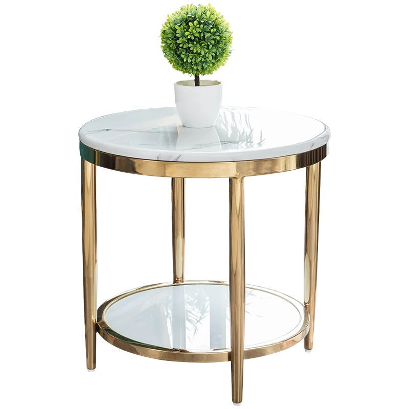 

Postmodern Minimalist Stainless Steel Coffee Table, Small Apartment, American Marble, Nordic Sofa Side Table