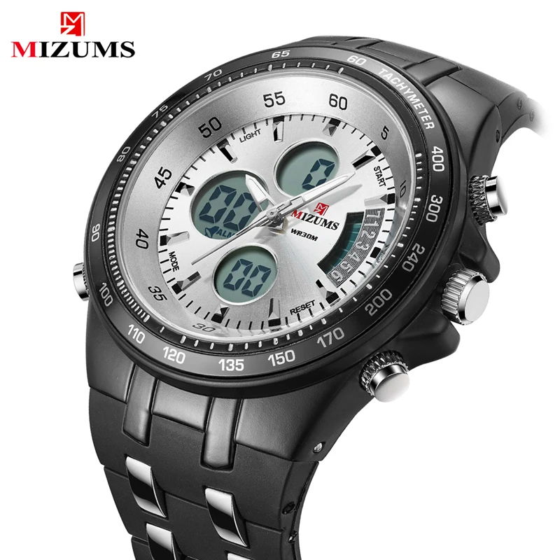 

Mizums Luxury Brand Mens Sport Watch Black Quartz Led Clock Men Waterproof Wrist Watch Male Military Watches Relogio Masculino