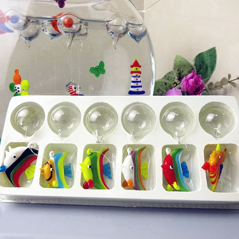 Floating Glass Fish - Aquarium Mini Fish Figurines - Hand Blown Glass Fish Lamp Working Glass Miniature Fish Blown Glass Statues