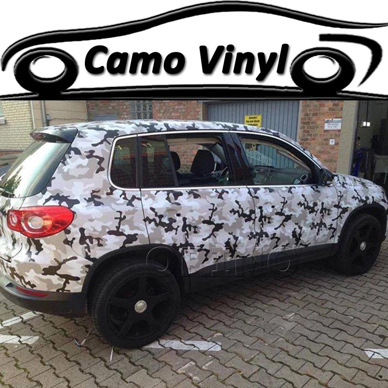 Car Styling Black & White & Grey Urban Camo Vinyl Wrap Snow Camouflage Vinyl Film Sticker Air Bubble Free For Vehicle Wraps