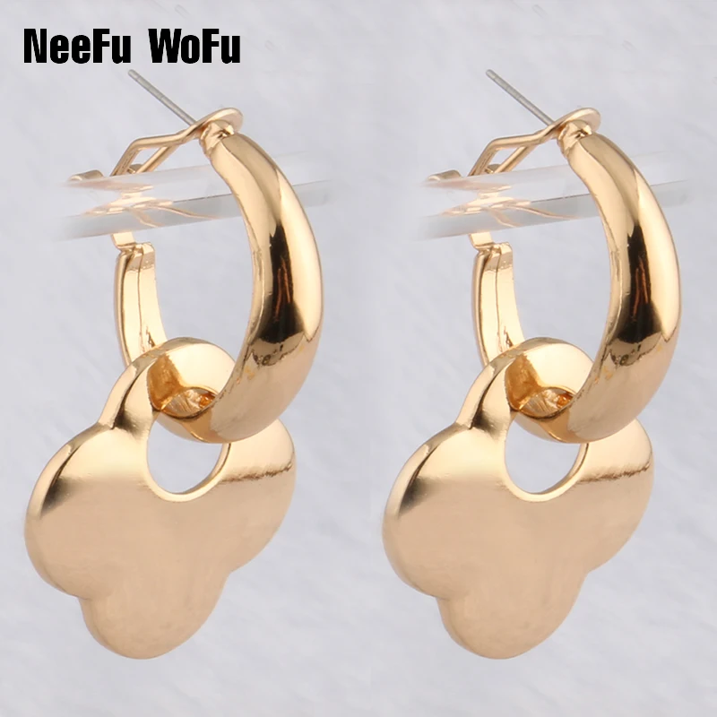 NeeFu WoFu Drop Big Earrings For Woman Clover Trend Long Earring Zinc alloy Female Earrings Grote Oorbellen Gift fashion jewelry