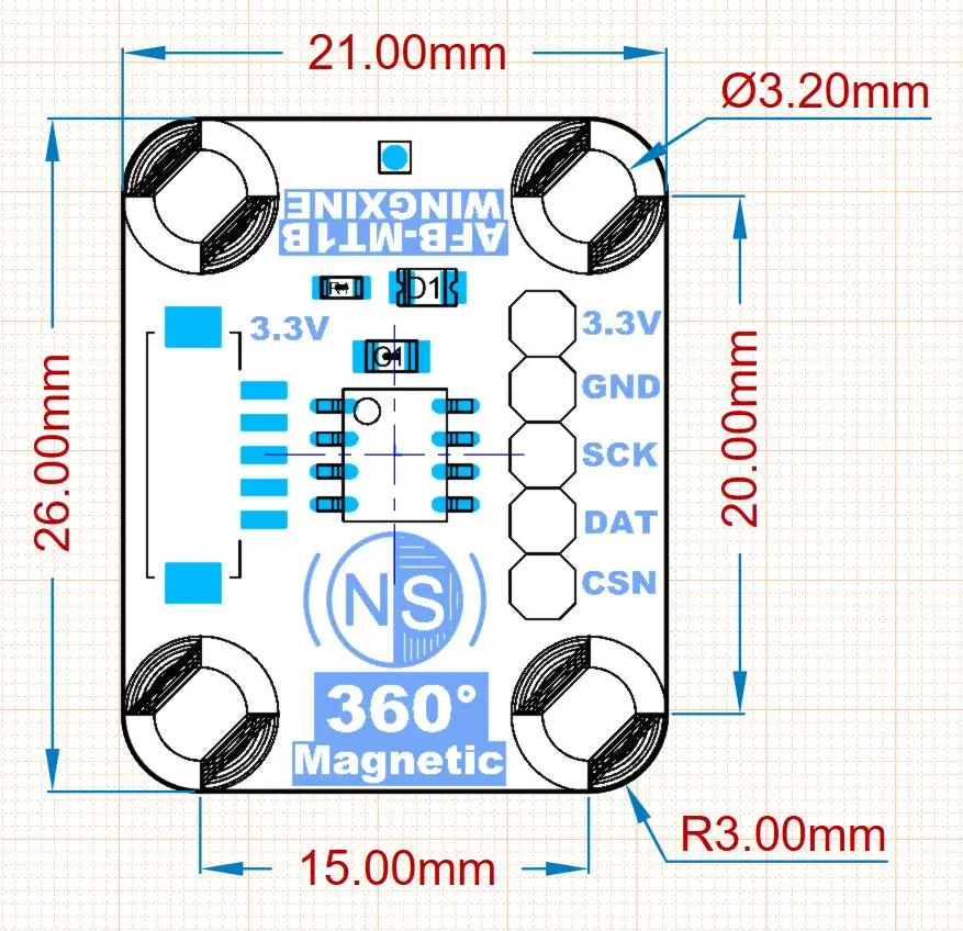 AFB-MT1B 15Bit 32768 bit Magnetically encoded angle feedback sensor