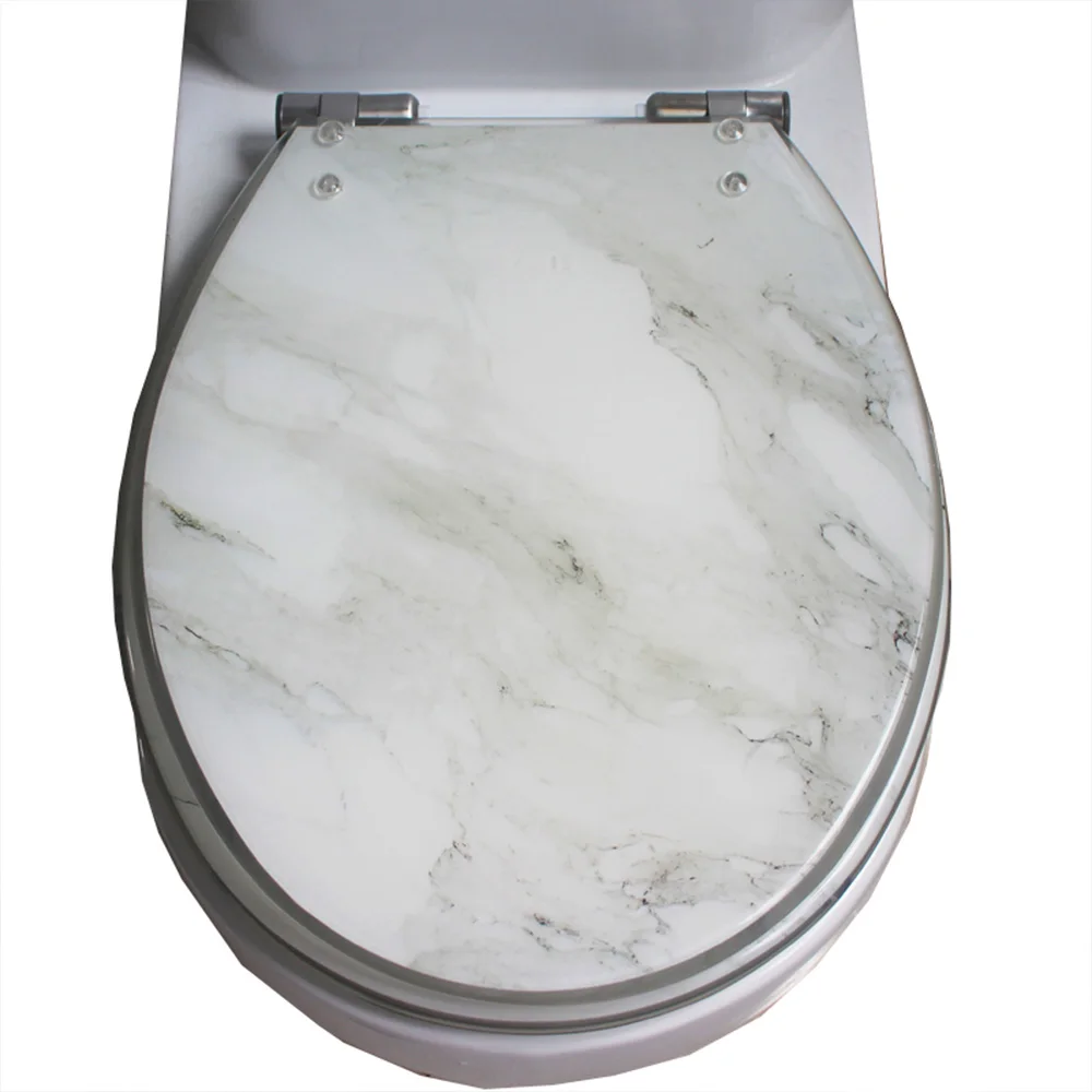 40*33CM High-grade White Color Stainless Steel Slow Down Hinge Resin Toilet Seat Cover Suitable For U,V Shaped Toilet