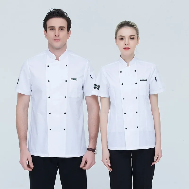 Đầu Bếp khách sạn Làm Việc Uniform Ngắn Tay Mùa Hè Nấu Mặc Người Lớn Thở Đầu Bếp Jacket Nửa Sleeves Quần Áo Bếp B-6593