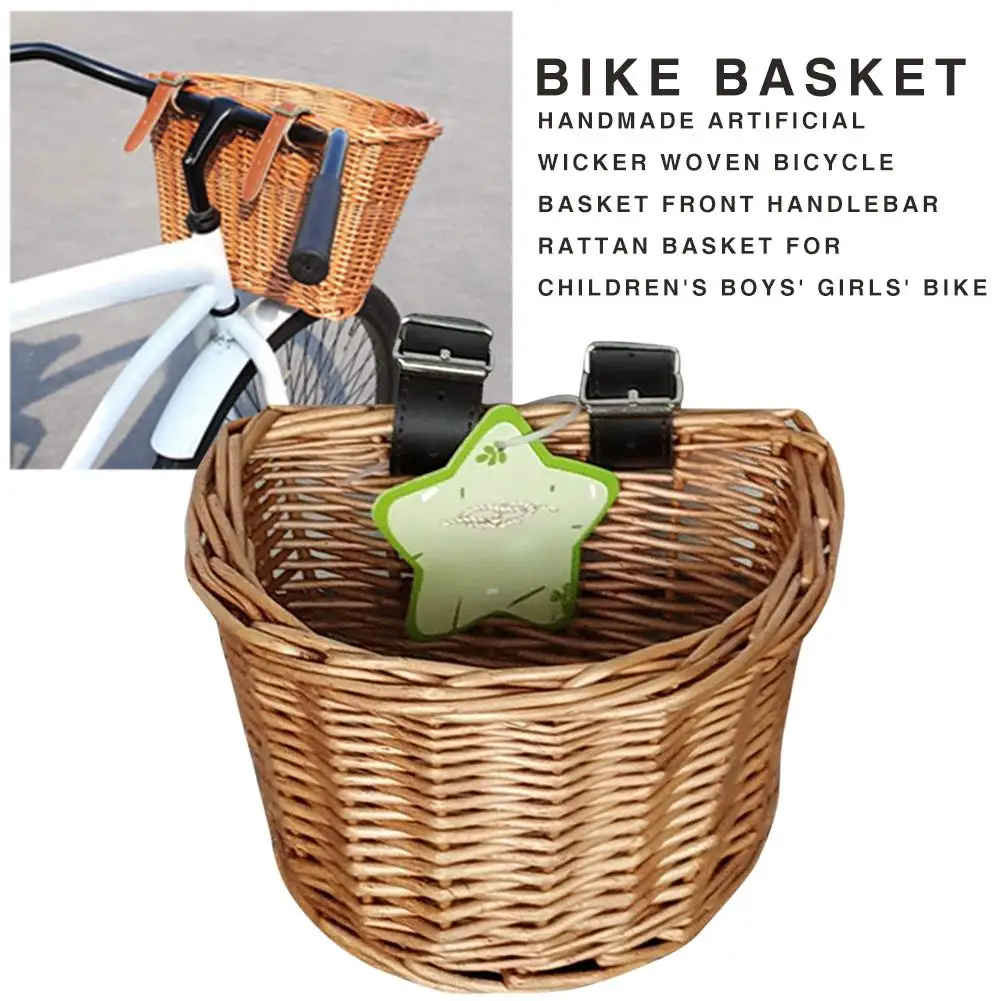 Children's Wicker Front Handlebar Bike Basket Cargo Storage Container For Bike Scooter Basket Kids Cart Rattan Handbag Drop Ship