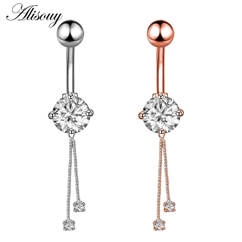 1ชิ้นใหม่เพทายแฟชั่นผ่าตัดสแตนเลสสะดือเจาะดอกไม้จี้ปุ่มท้องแหวนเจาะท้องร่างกายเครื่องประดับ