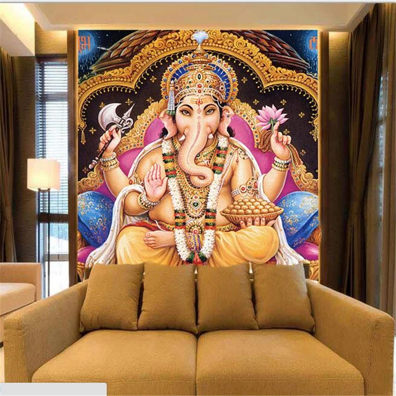 

Beibehang Custom wallpaper Southeast Asian custom Indian religion large mural style yoga studio wallpaper statue god wallpaper