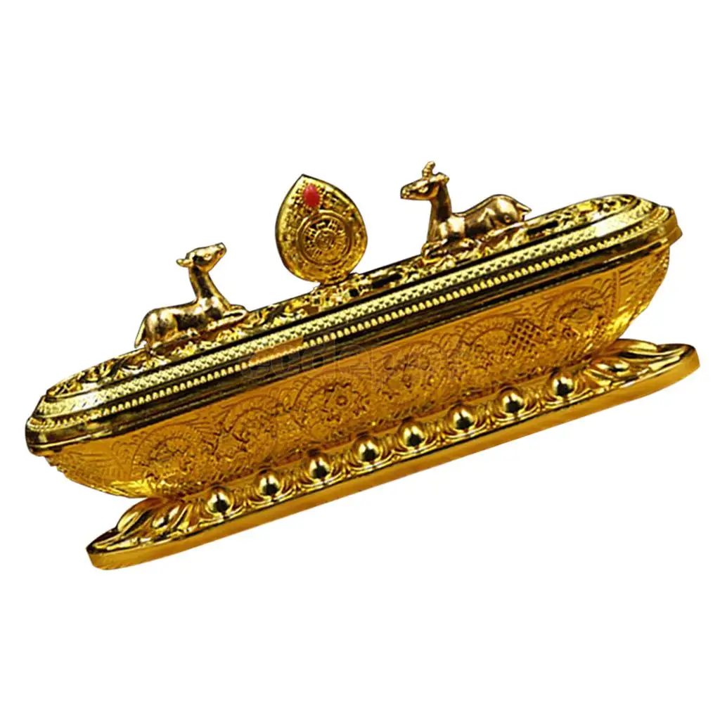 MagiDeal Chinese Style Alloy Incense Stick Holder Burning Joss Insence Insense Burner Box Ash Catchers