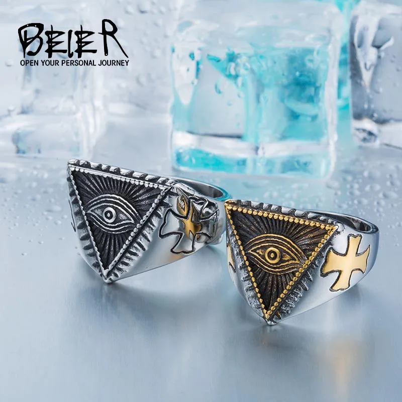 Beier new store 316L Stainless Steel ring top quality New Eye of Providence All-seeing Eye  Cool Movie Ring jewelry LLBR8-176R