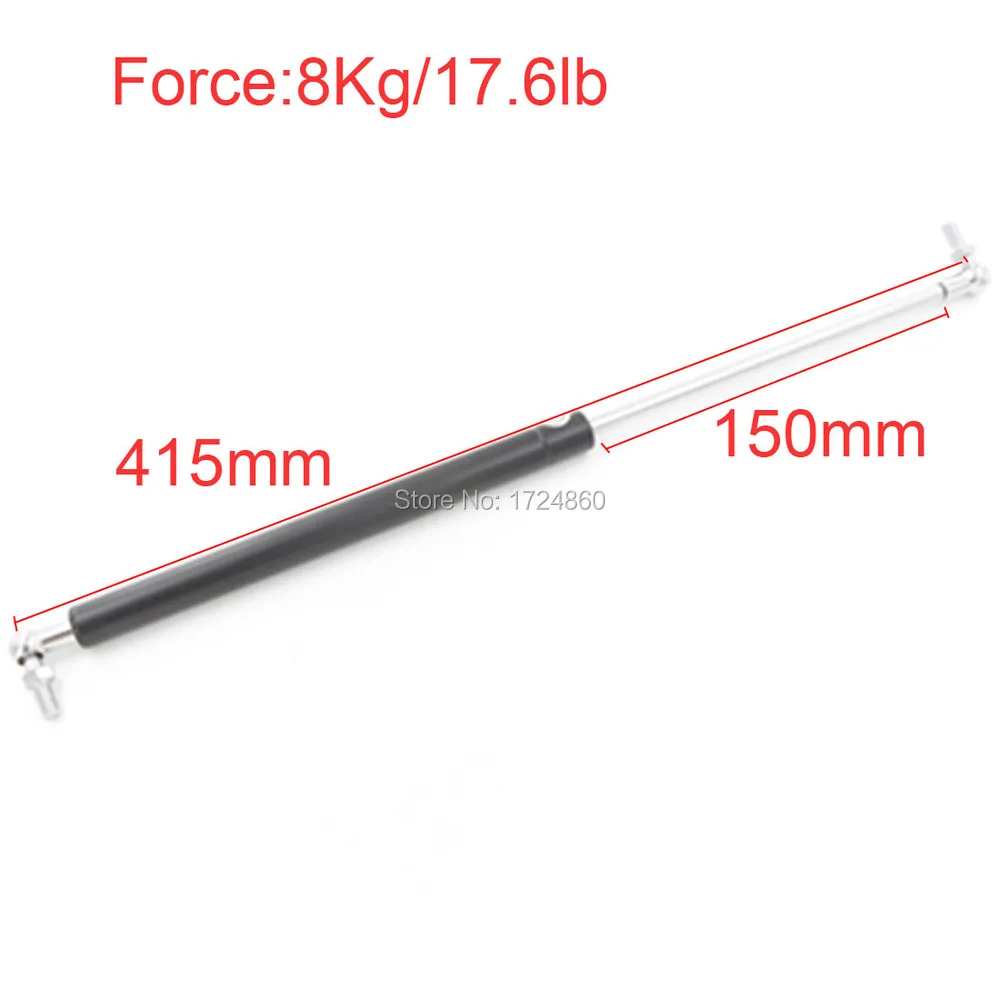 8KG/17.6lb Force 150mm Long Stroke Auto Gas Spring Hood Lift Support 415*150mm Central Distance M8 Gas Springs in Springs