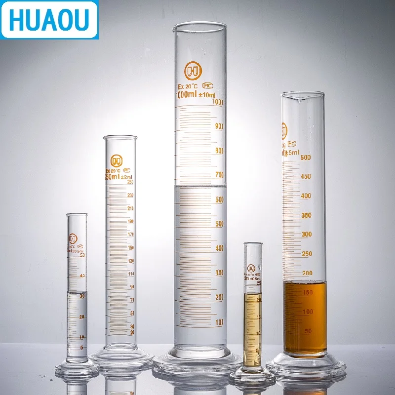 HUAOU 2000mL Measuring Cylinder 2L with Spout and Graduation with Glass Round Base Laboratory Chemistry Equipment